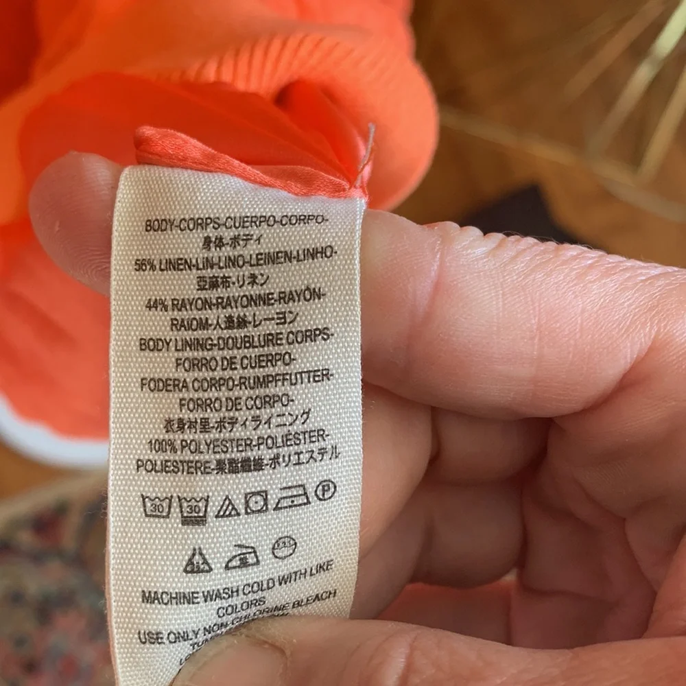 Free people linen blend‎ ruched orange bomber. Worn once - Picture 8 of 8